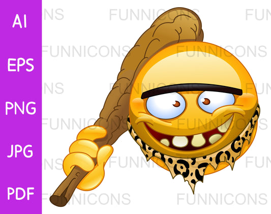Neanderthal Prehistoric Caveman Emoji Carrying a Wooden Club