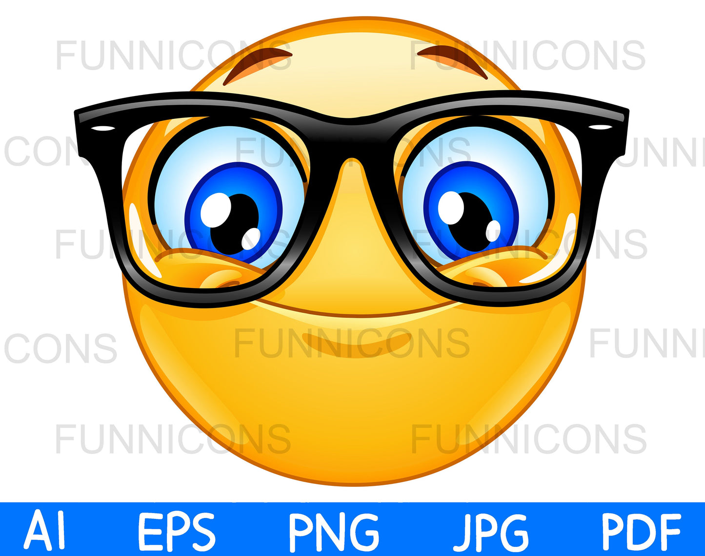 Happy Emoji Wearing Eyeglasses, Nerd Character