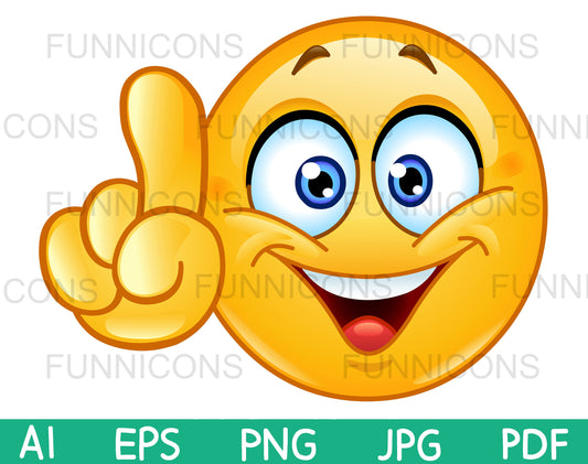 Happy Emoji Pointing upwards, Having an Idea