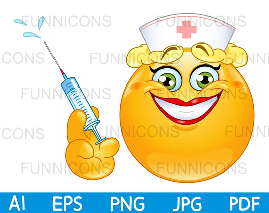 Female Nurse Emoji with Syringe