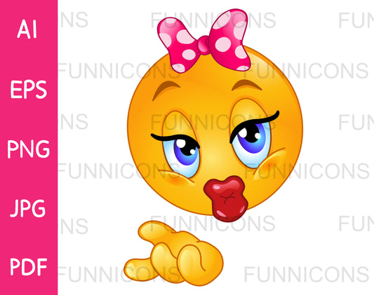 Female Emoji with a Bow Blowing a Kiss