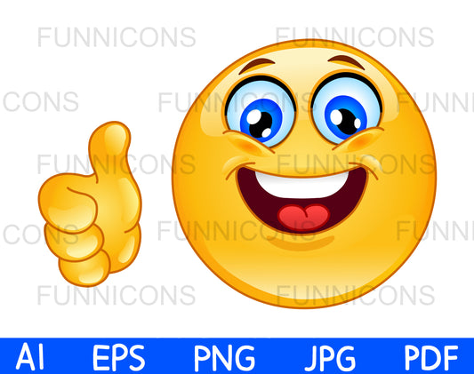 Happy Emoji Holding a Thumb up, Like or OK Hand Gesture