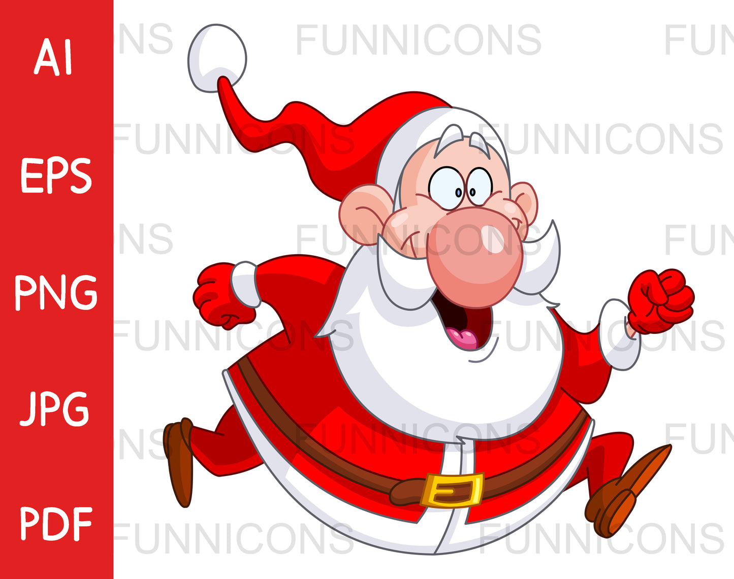 Happy chubby Santa Claus running