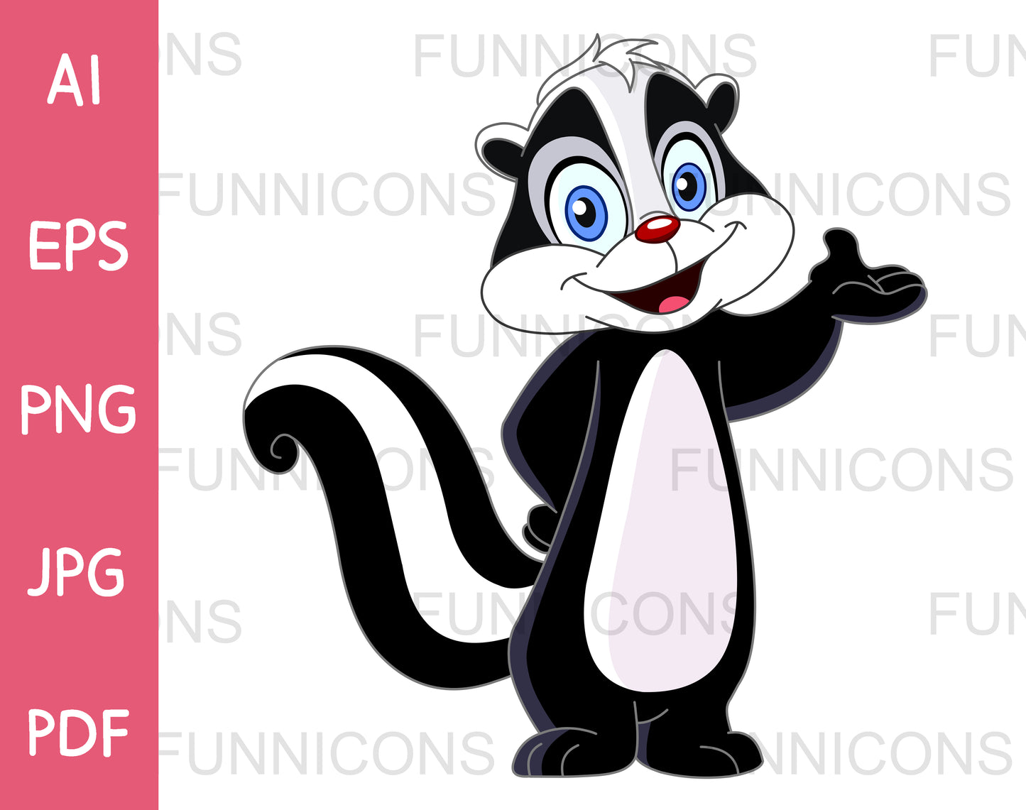 Cute Skunk Standing on his Hind Legs and Presenting with his Hand