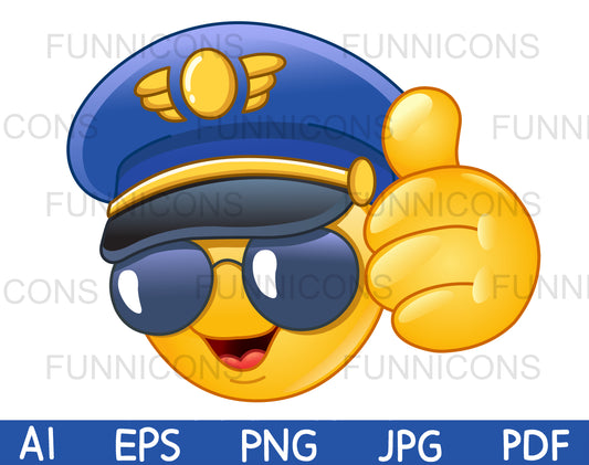 Pilot Emoji Showing Thumb up, Like Gesture