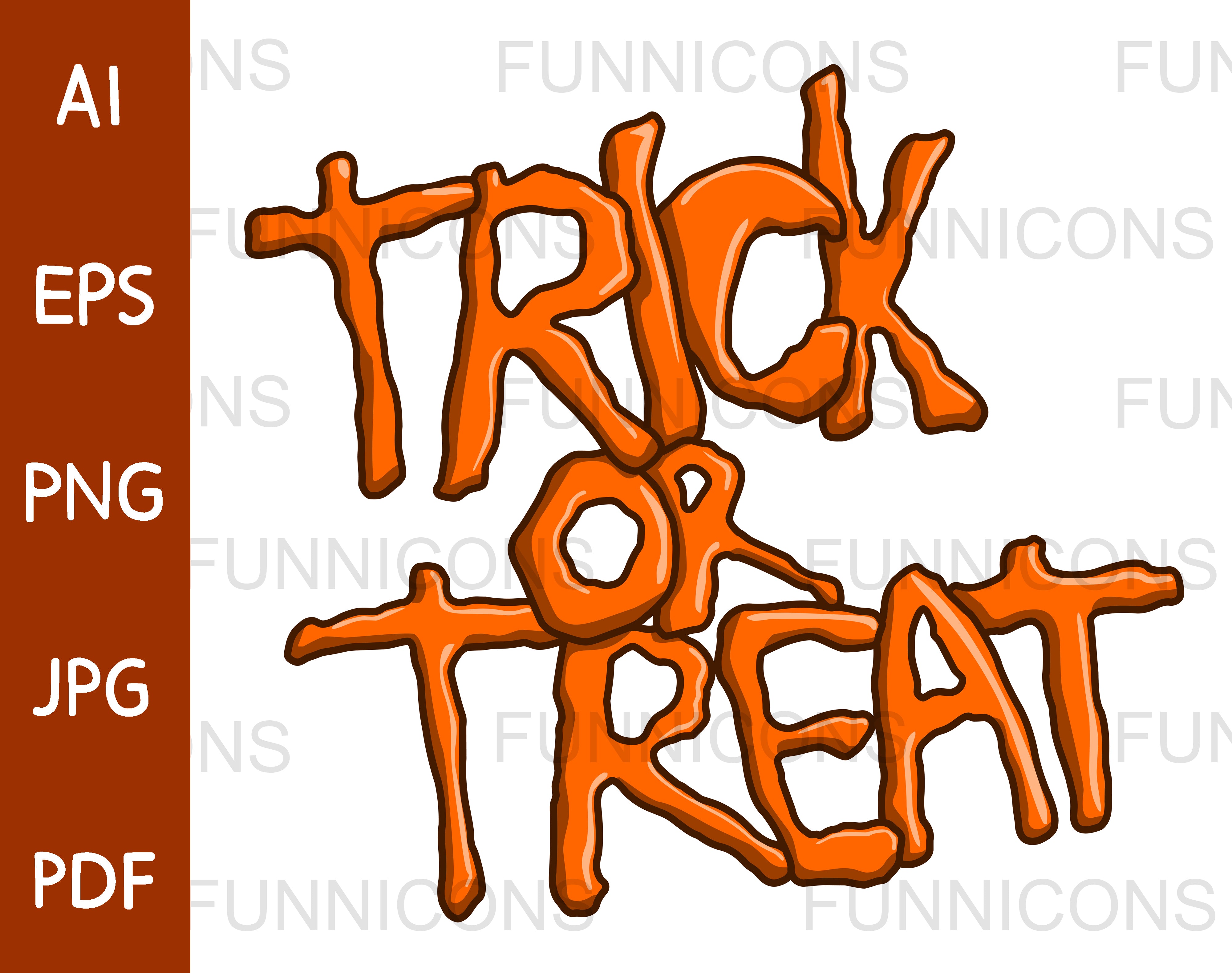 Orange Trick Or Treat Halloween Text, Vector Clipart Stock Image.